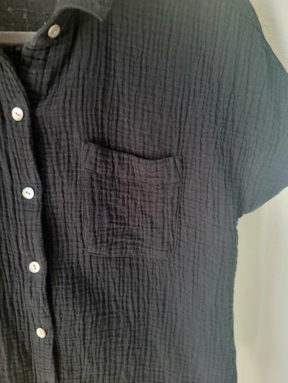J. Jill 100% Cotton Black Double Gauze Petite XS Button Up - Picture 4 of 6